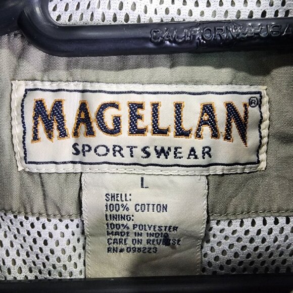 Mens Green Magellan Fishing Shirt Button Down Short Sleeve Vented Cotton Size L - Picture 4 of 9